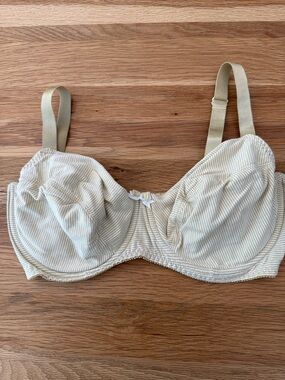 Curve Muse Cotton Tan & White Striped Underwire Bra - Women's Intimates - Bow